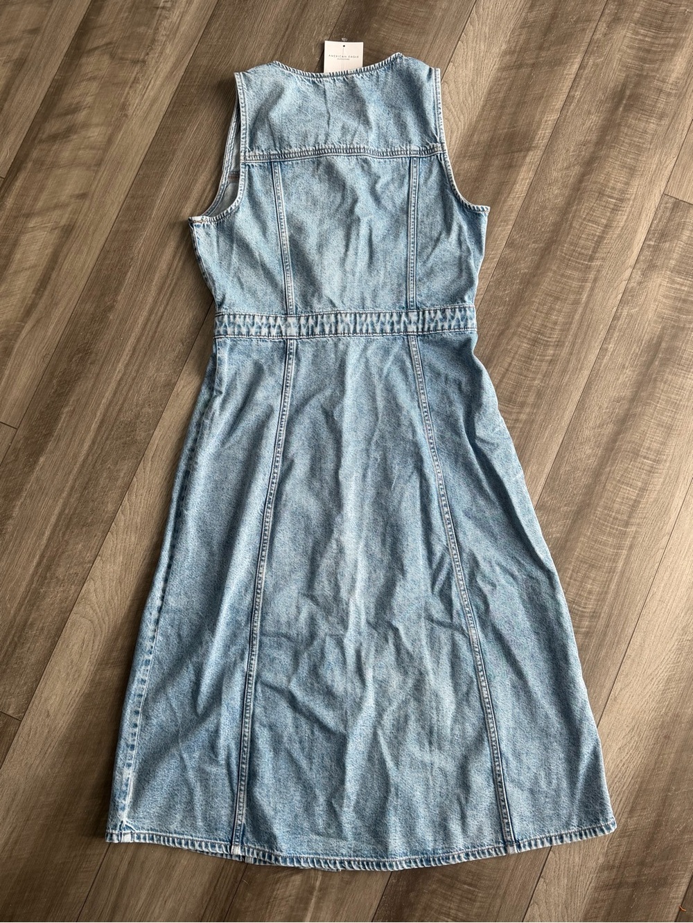 American Eagle Womens Sz M Denim Sleeveless Button Up Midi Dress 100% Cotton NWT - Picture 2 of 3